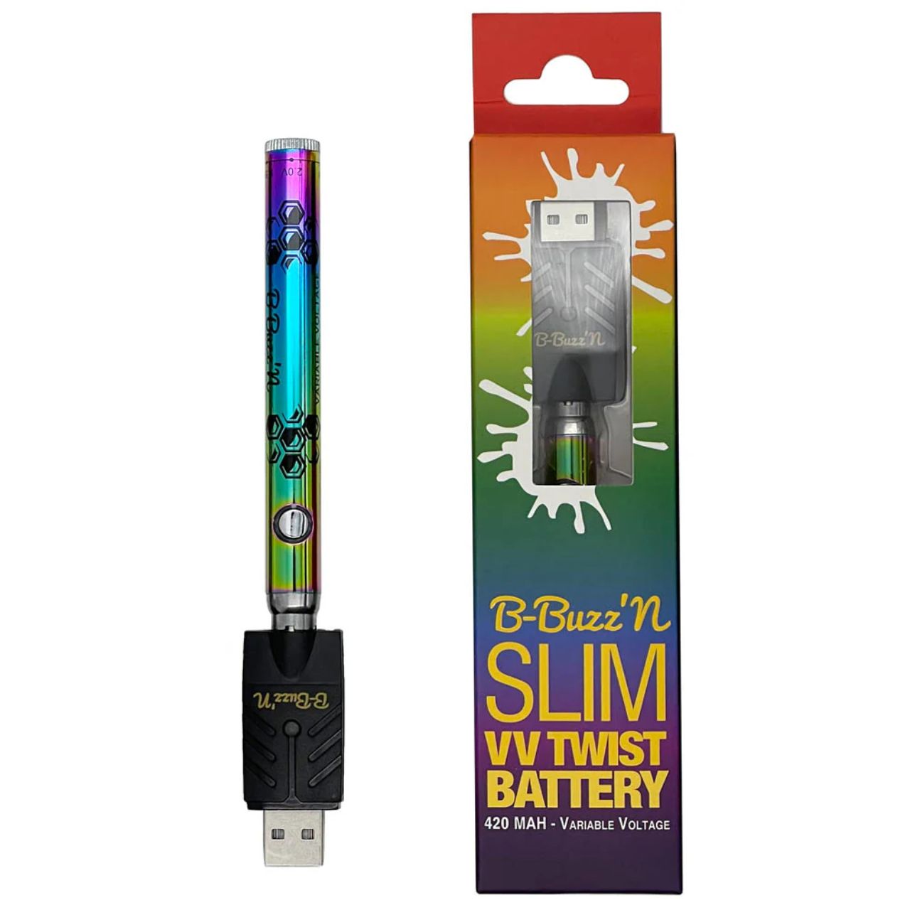 B-Buzz'n Slim VV Twist 420MAH Variable-Multi Color B-Buzz'n Slim VV Twist 420MAH Variable-Multi Color