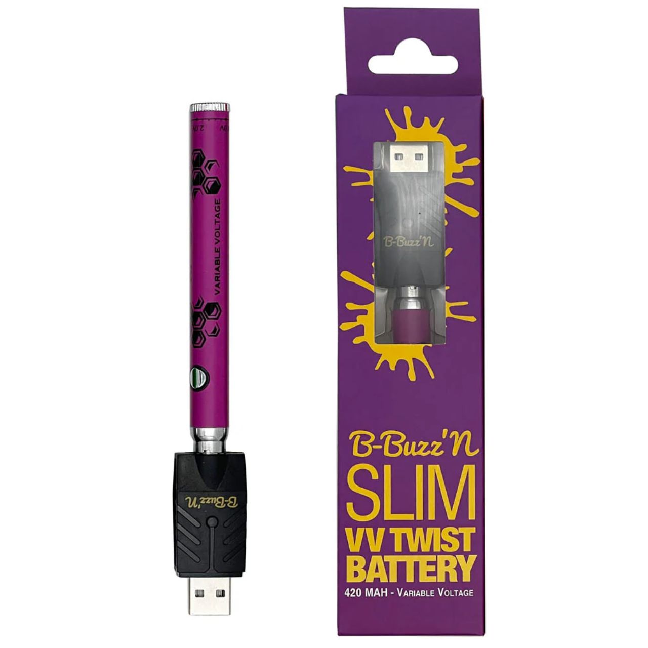 B-Buzz'n Slim VV Twist 420MAH Variable-Purple B-Buzz'n Slim VV Twist 420MAH Variable-Purple