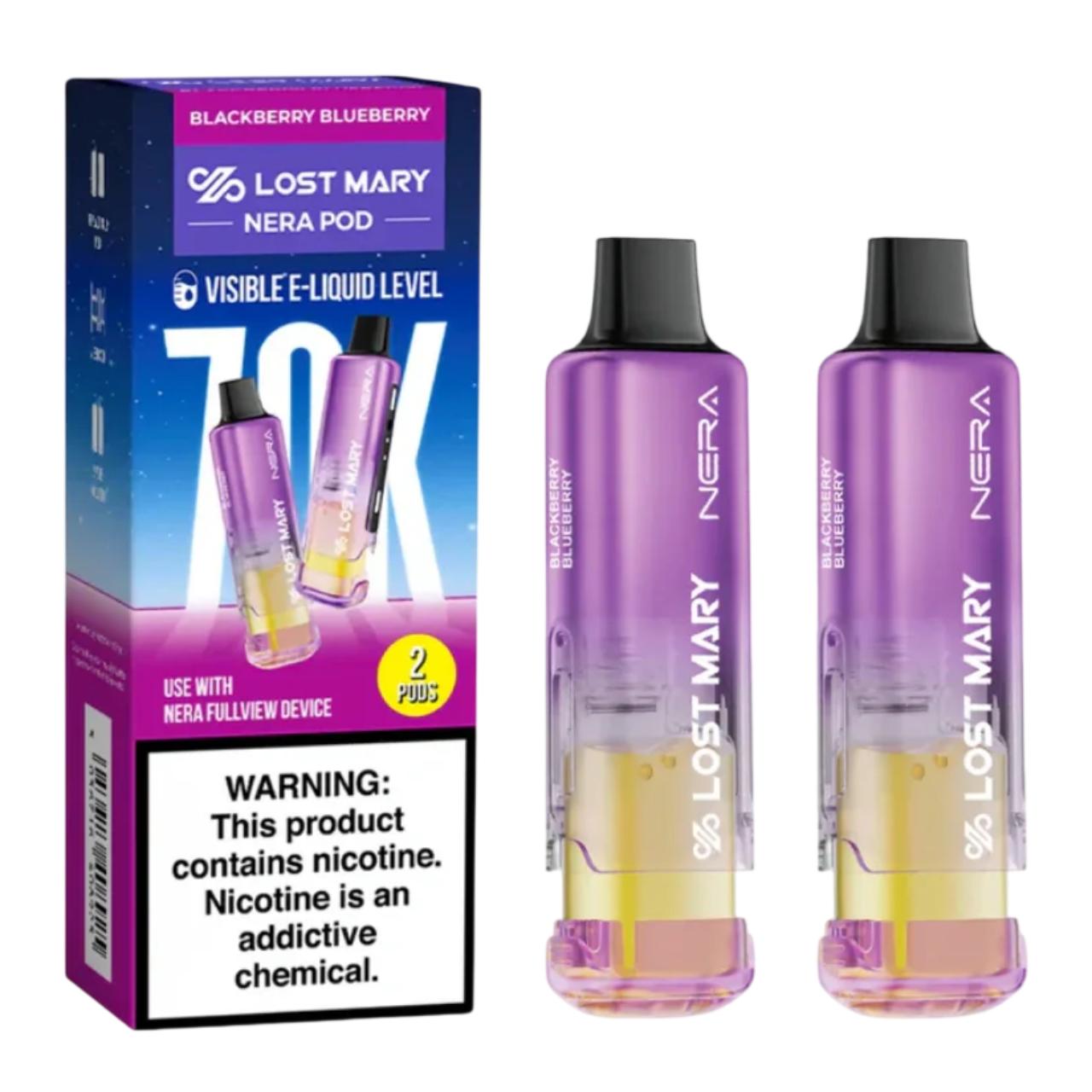 Lost Mary Nera Fullview Kit 70K Puff Replacement Pod Cartridge - 2PK Blackberry Blueberry Lost Mary Nera Fullview Kit 70K Puff Replacement Pod Cartridge - 2PK Blackberry Blueberry
