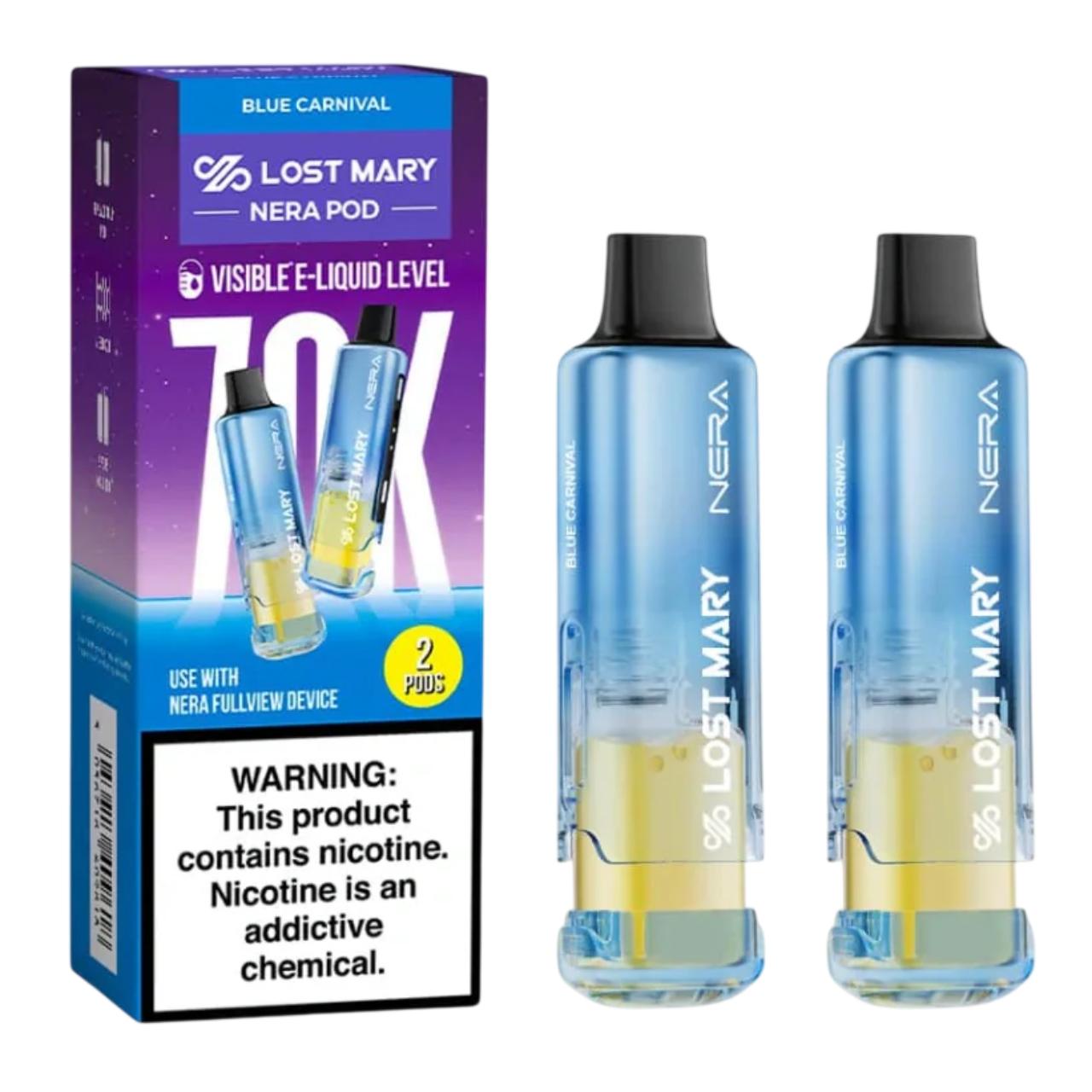 Lost Mary Nera Fullview Kit 70K Puff Replacement Pod Cartridge - 2PK Blue Carnival Lost Mary Nera Fullview Kit 70K Puff Replacement Pod Cartridge - 2PK Blue Carnival