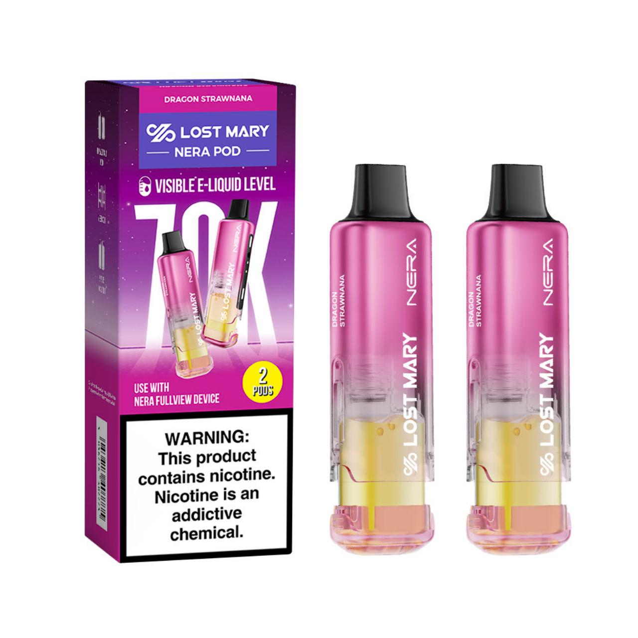 Lost Mary Nera Fullview Kit 70K Puff Replacement Pod Cartridge - 2PK Dragon Strawnana Lost Mary Nera Fullview Kit 70K Puff Replacement Pod Cartridge - 2PK Dragon Strawnana
