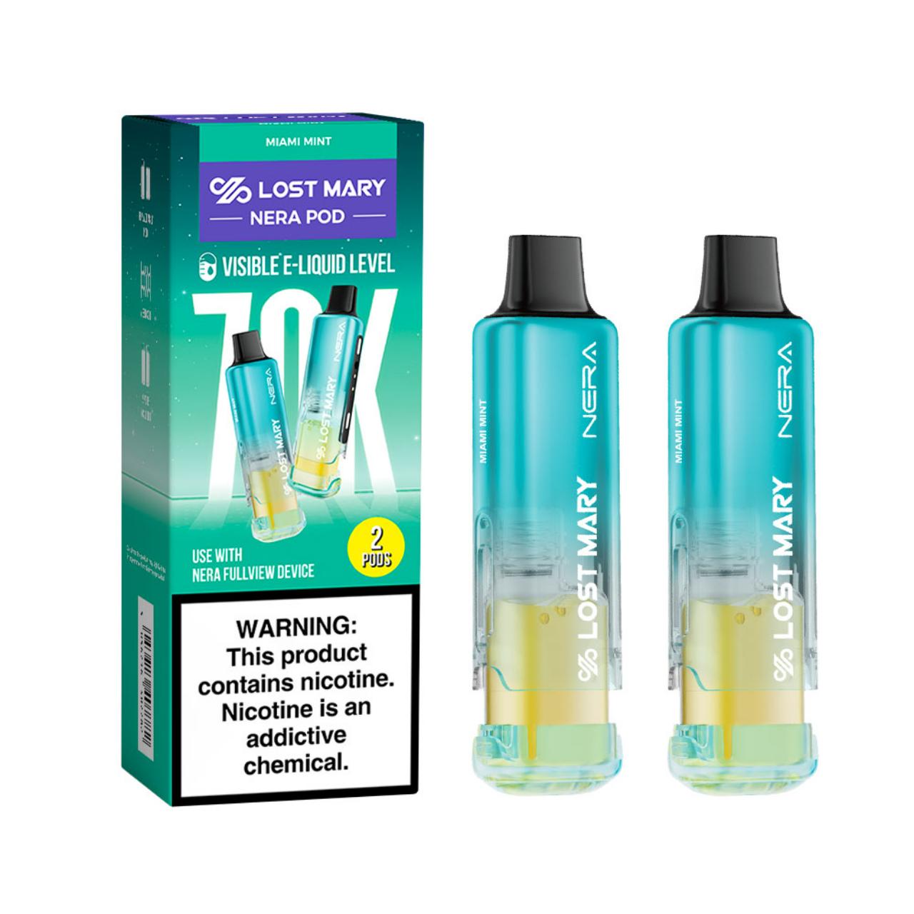 Lost Mary Nera Fullview Kit 70K Puff Replacement Pod Cartridge - 2PK Miami Mint Lost Mary Nera Fullview Kit 70K Puff Replacement Pod Cartridge - 2PK Miami Mint