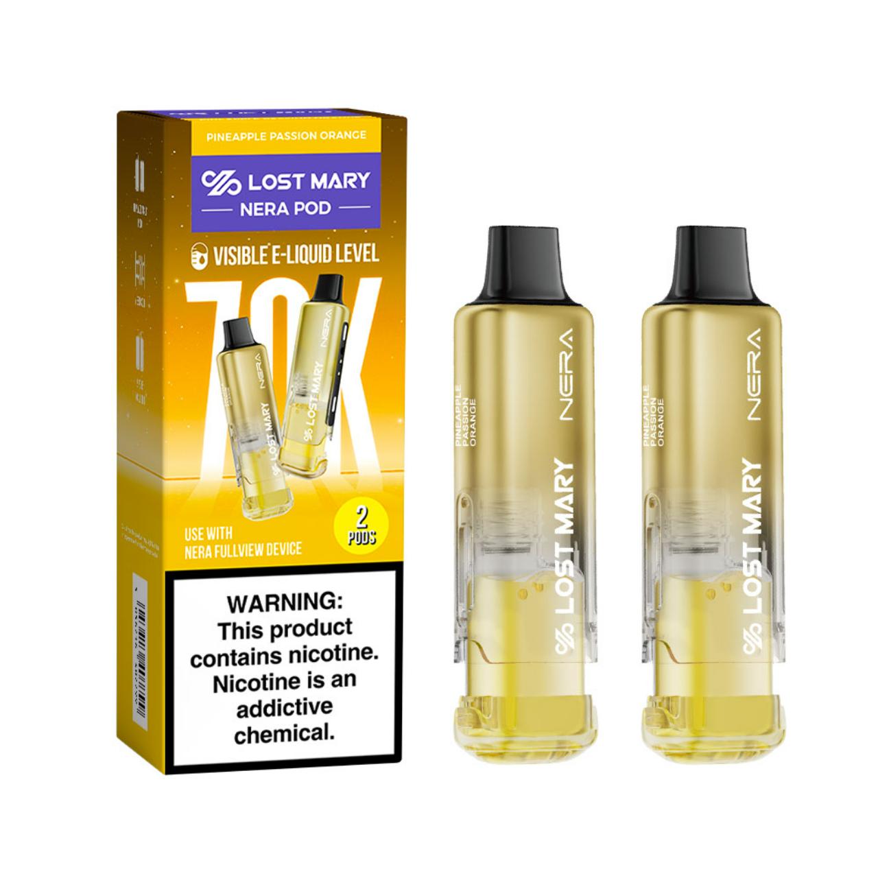 Lost Mary Nera Fullview Kit 70K Puff Replacement Pod Cartridge - 2PK Pineapple Passion Orange Lost Mary Nera Fullview Kit 70K Puff Replacement Pod Cartridge - 2PK Pineapple Passion Orange