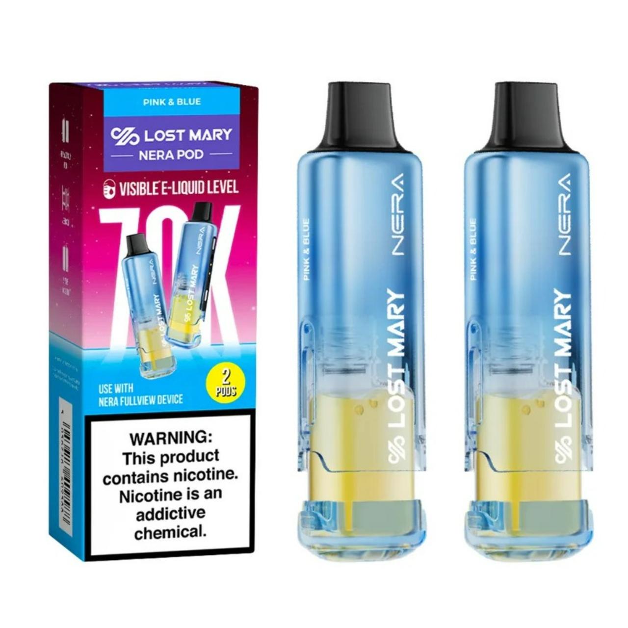 Lost Mary Nera Fullview Kit 70K Puff Replacement Pod Cartridge - 2PK Pink & Blue Lost Mary Nera Fullview Kit 70K Puff Replacement Pod Cartridge - 2PK Pink & Blue