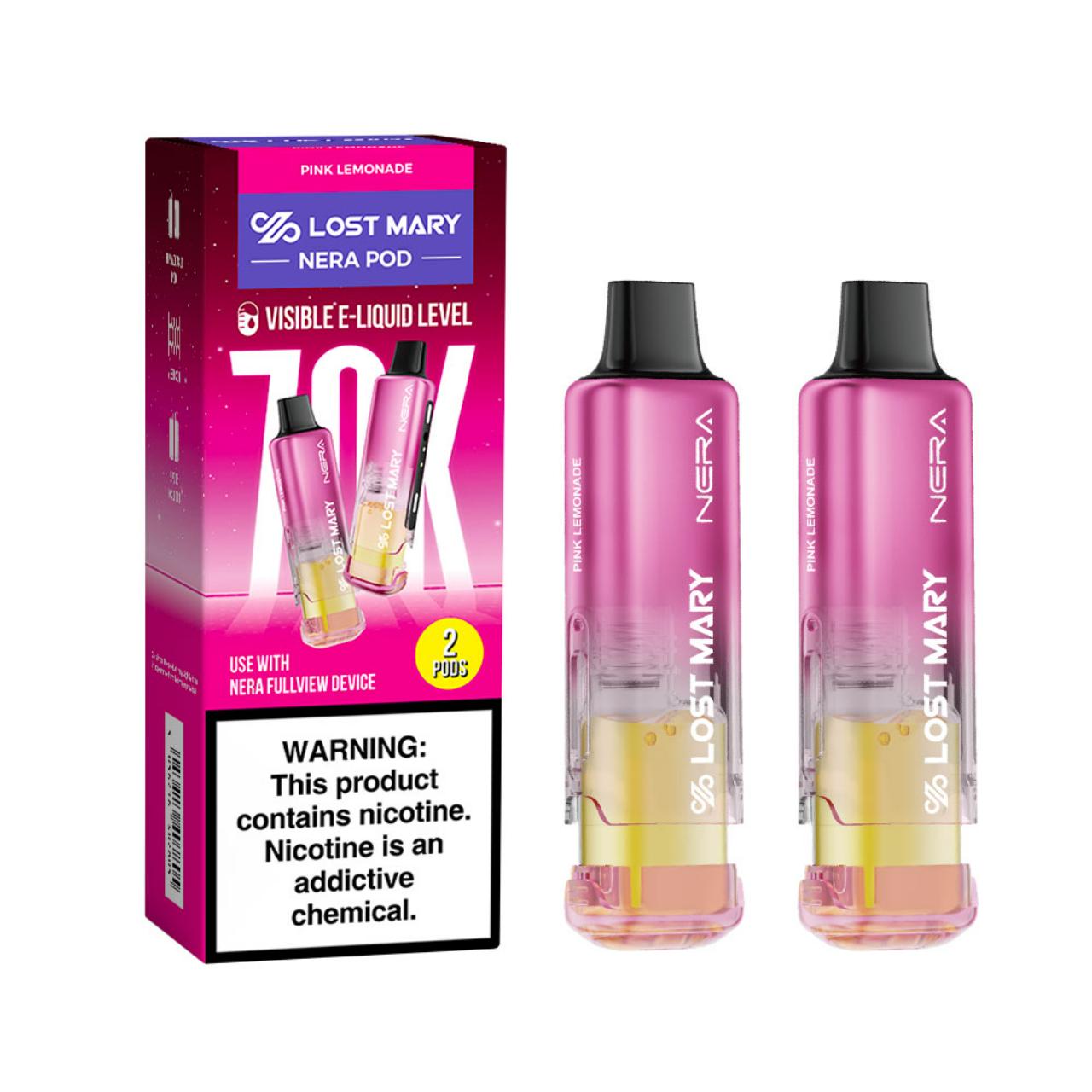 Lost Mary Nera Fullview Kit 70K Puff Replacement Pod Cartridge - 2PK Pink Lemonade Lost Mary Nera Fullview Kit 70K Puff Replacement Pod Cartridge - 2PK Pink Lemonade