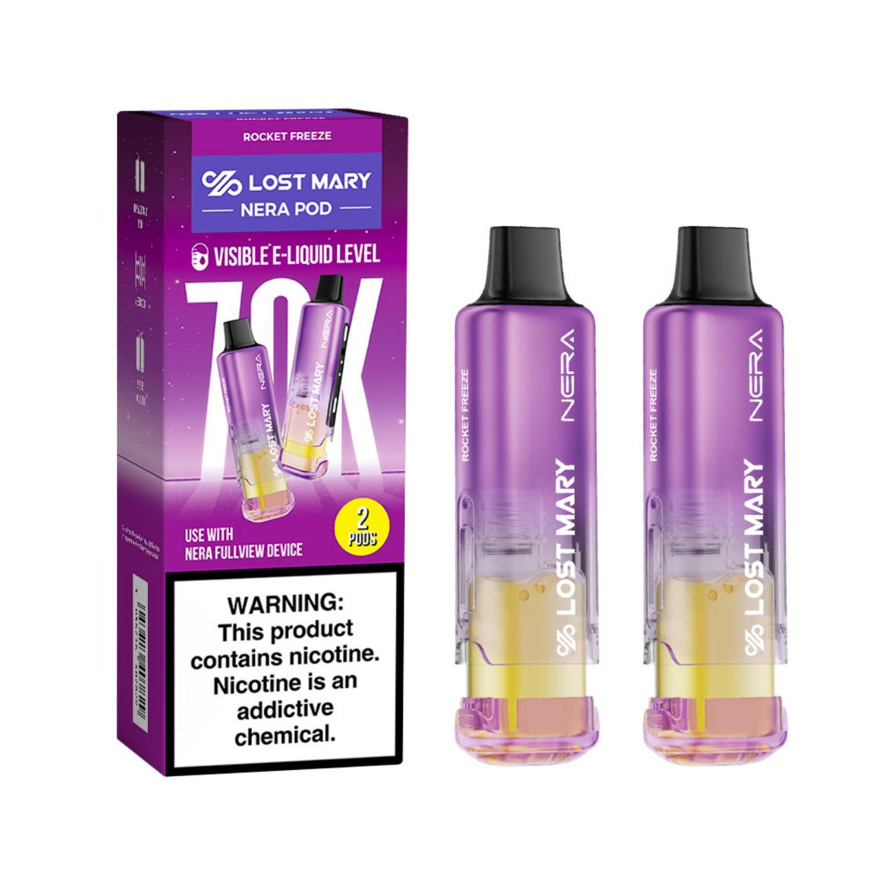 Lost Mary Nera Fullview Kit 70K Puff Replacement Pod Cartridge - 2PK Rocket Freeze Lost Mary Nera Fullview Kit 70K Puff Replacement Pod Cartridge - 2PK Rocket Freeze