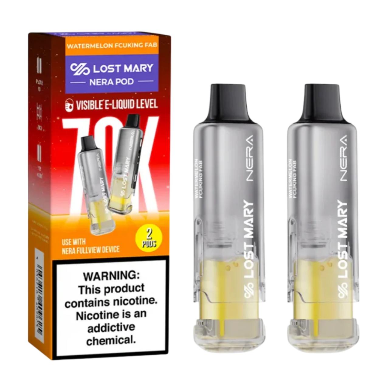 Lost Mary Nera Fullview Kit 70K Puff Replacement Pod Cartridge - 2PK Watermelon Fcuking Fab Lost Mary Nera Fullview Kit 70K Puff Replacement Pod Cartridge - 2PK Watermelon Fcuking Fab