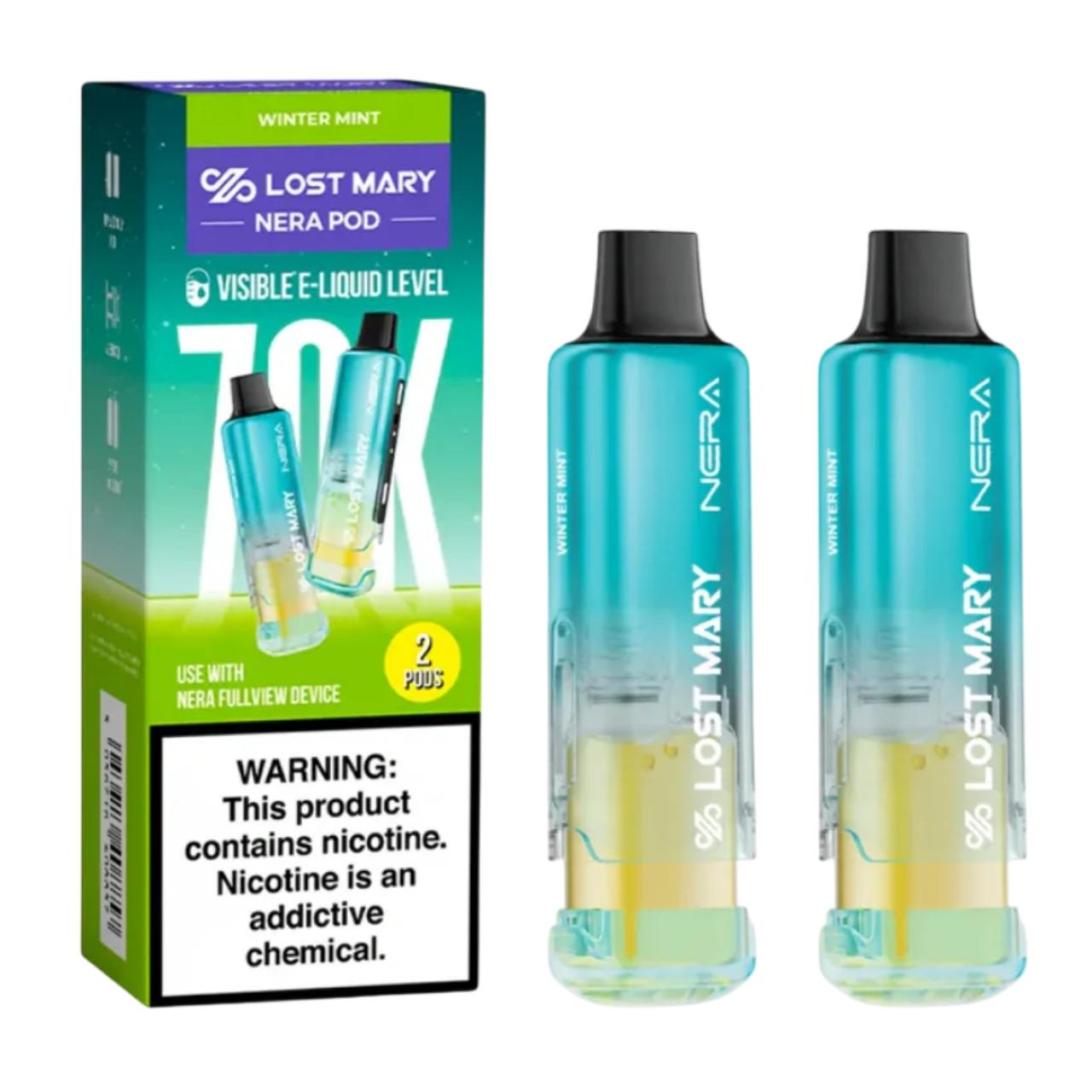 Lost Mary Nera Fullview Kit 70K Puff Replacement Pod Cartridge - 2PK Winter Mint Lost Mary Nera Fullview Kit 70K Puff Replacement Pod Cartridge - 2PK Winter Mint