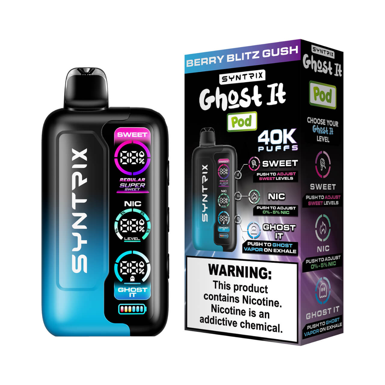 SYNTRIX Ghost It 40K Puff Disposable Berry Blitz Gush SYNTRIX Ghost It 40K Puff Disposable Berry Blitz Gush