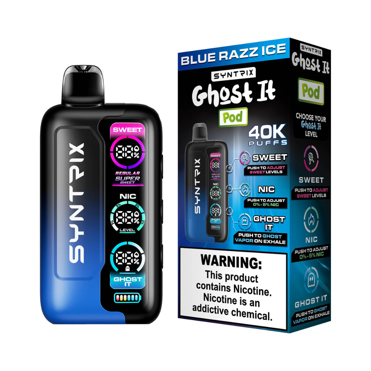 SYNTRIX Ghost It 40K Puff Disposable Blue Razz lce SYNTRIX Ghost It 40K Puff Disposable Blue Razz lce