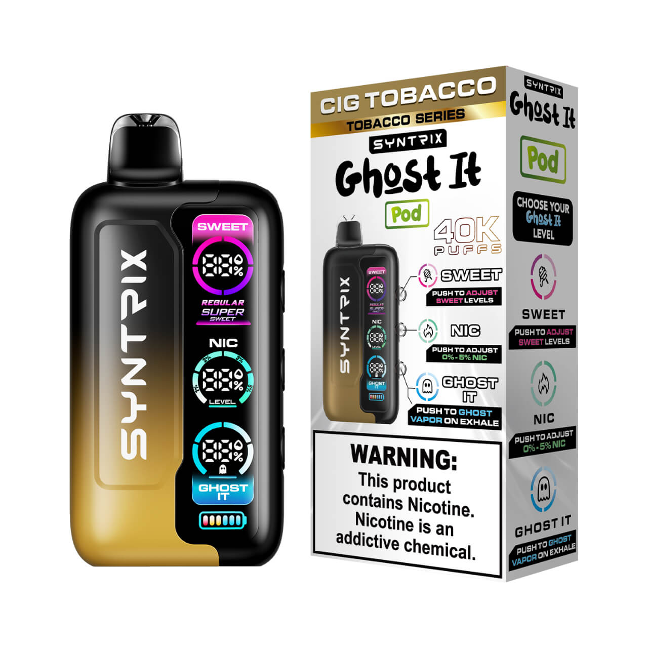 SYNTRIX Ghost It 40K Puff Disposable Cig Tobacco SYNTRIX Ghost It 40K Puff Disposable Cig Tobacco