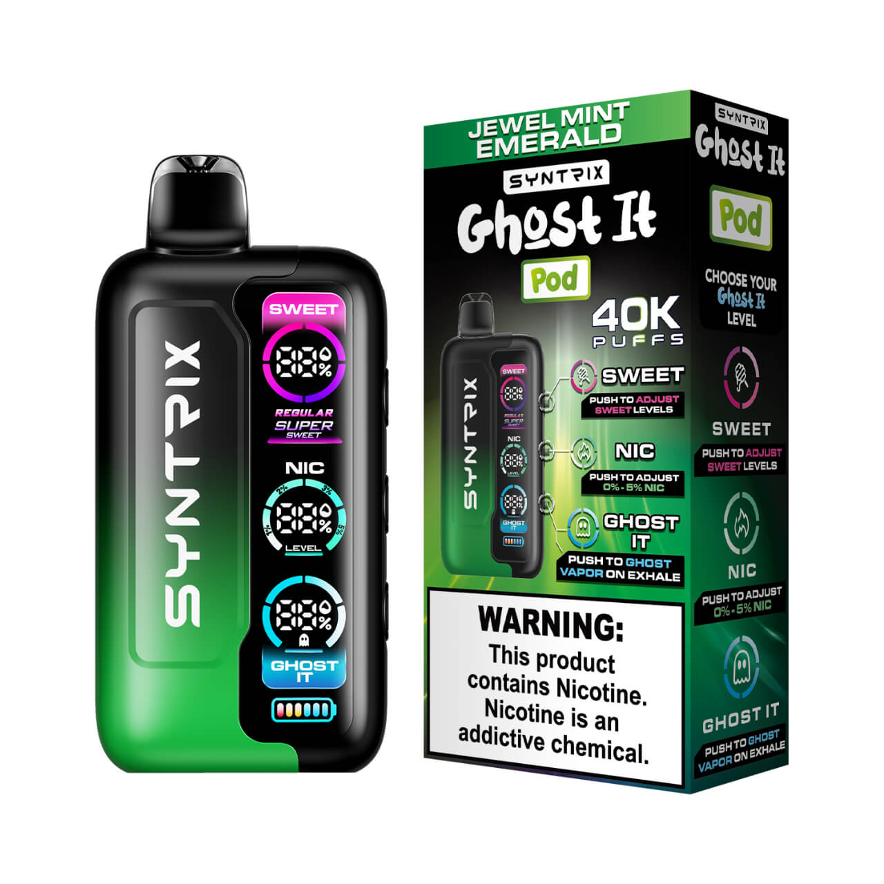 SYNTRIX Ghost It 40K Puff Disposable Jewel Mint Emerald SYNTRIX Ghost It 40K Puff Disposable Jewel Mint Emerald