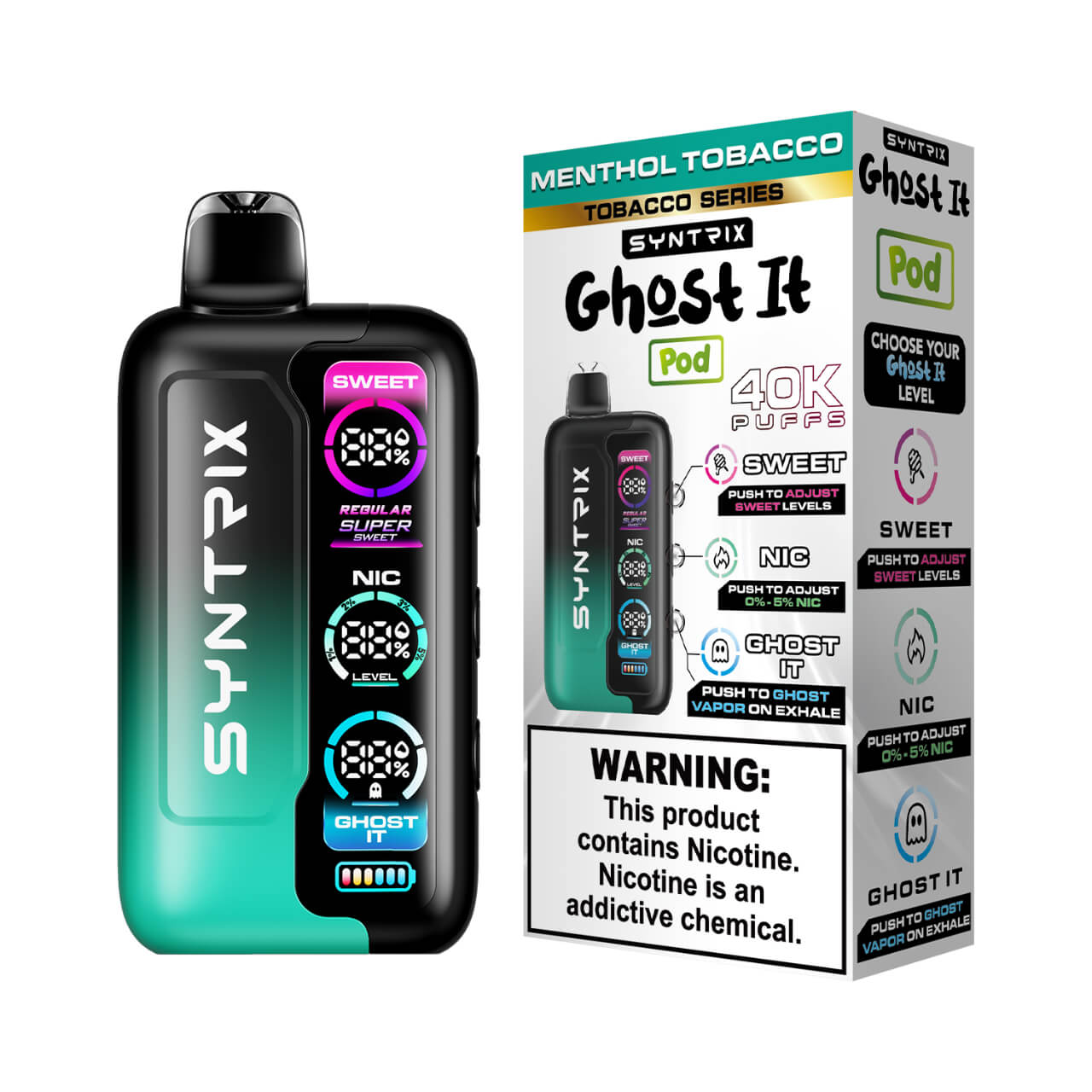 SYNTRIX Ghost It 40K Puff Disposable Menthol Tobacco SYNTRIX Ghost It 40K Puff Disposable Menthol Tobacco