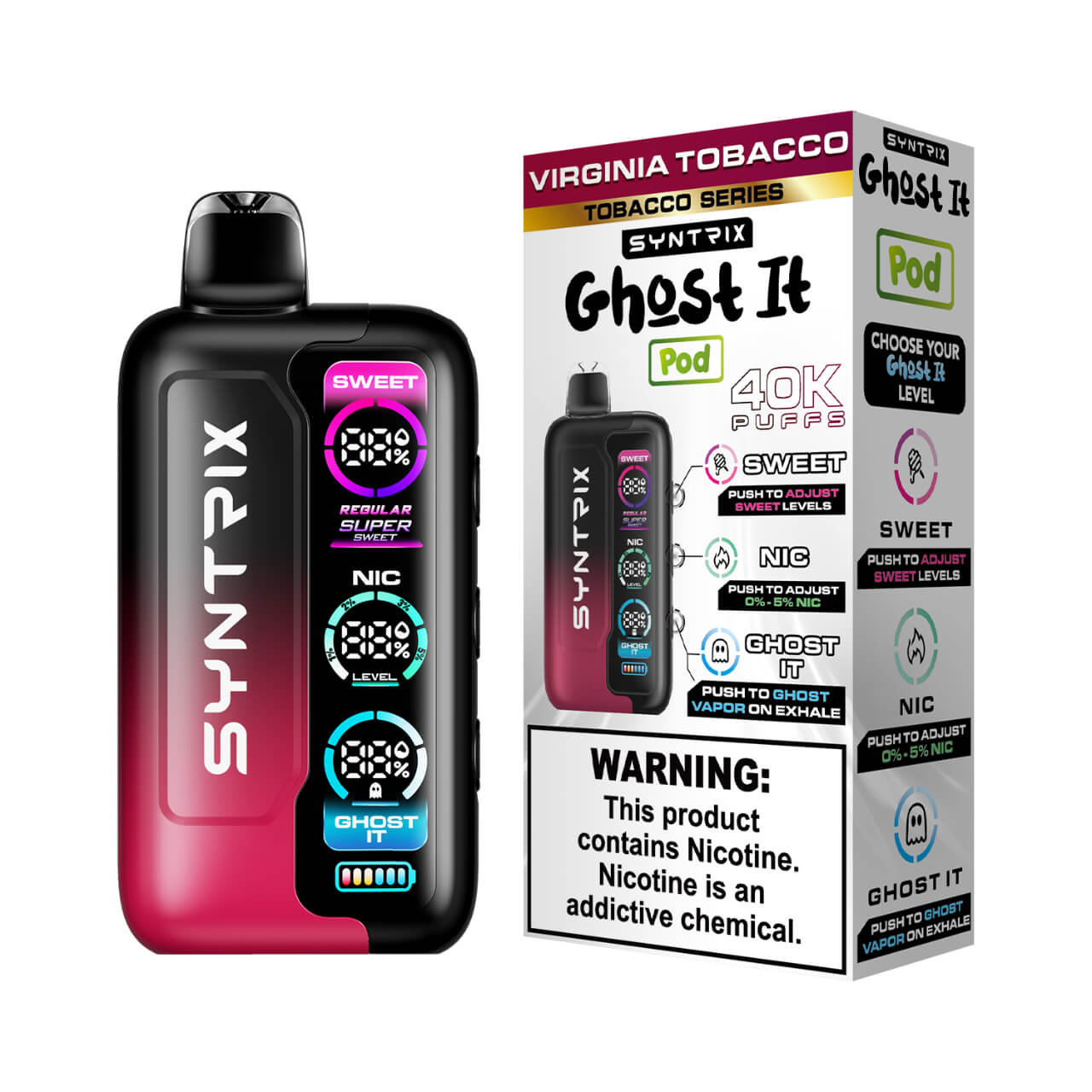 SYNTRIX Ghost It 40K Puff Disposable Virginia Tobacco SYNTRIX Ghost It 40K Puff Disposable Virginia Tobacco