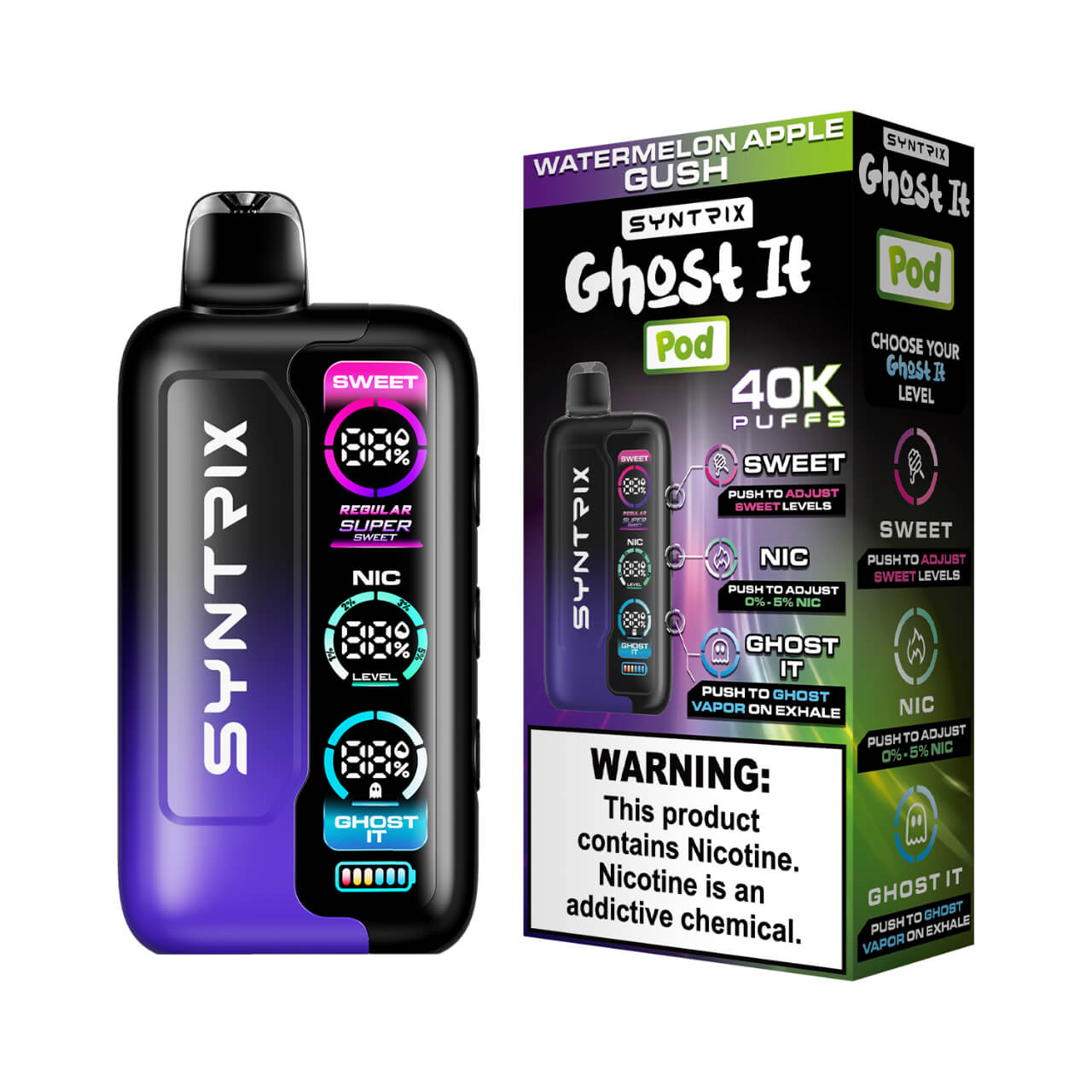 SYNTRIX Ghost It 40K Puff Disposable Watermelon Apple Gush SYNTRIX Ghost It 40K Puff Disposable Watermelon Apple Gush
