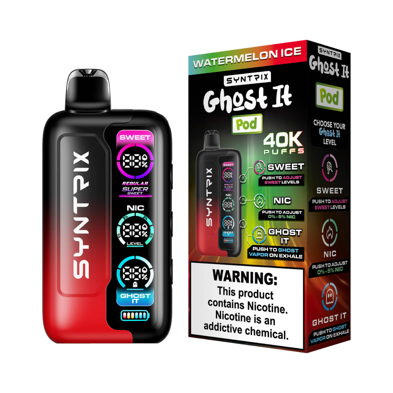 SYNTRIX Ghost It 40K Puff Disposable Watermelon lce SYNTRIX Ghost It 40K Puff Disposable Watermelon lce