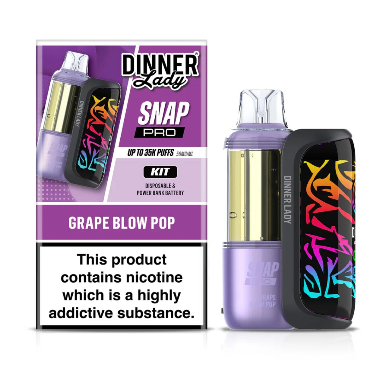 Dinner Lady Snap Pro Kit 35K Puff Disposable Grape Blow Pop Dinner Lady Snap Pro Kit 35K Puff Disposable Grape Blow Pop