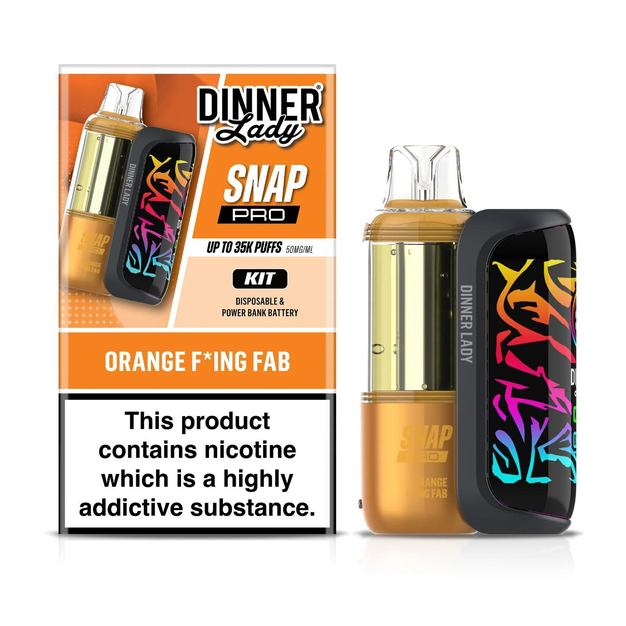 Dinner Lady Snap Pro Kit Disposable 35000 Puffs Orange F-ing Fab Dinner Lady Snap Pro Kit Disposable 35000 Puffs Orange F-ing Fab