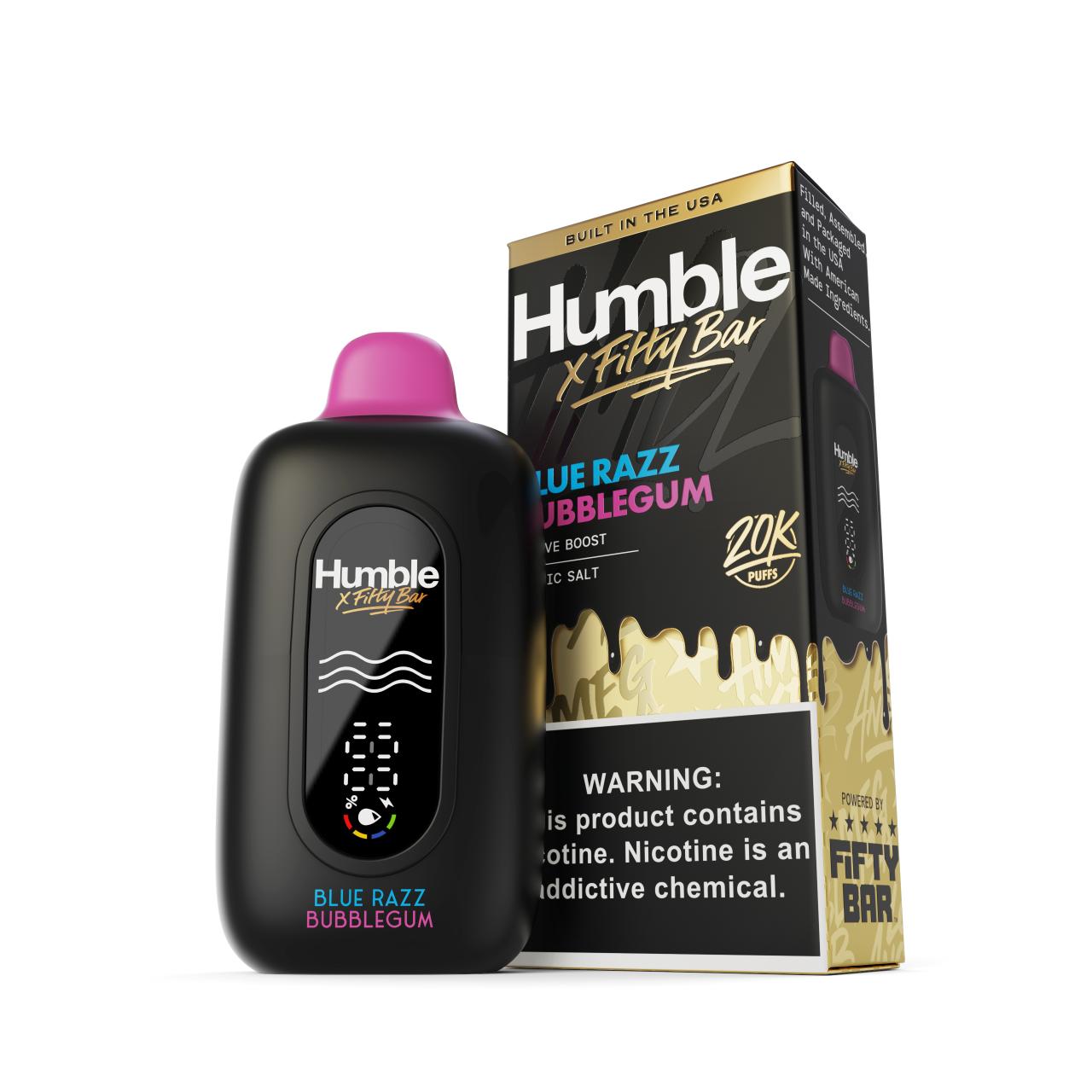 Humble x Fifty Bar 20K Puff Disposable-Blue Razz Bubblegum Humble x Fifty Bar 20K Puff Disposable-Blue Razz Bubblegum