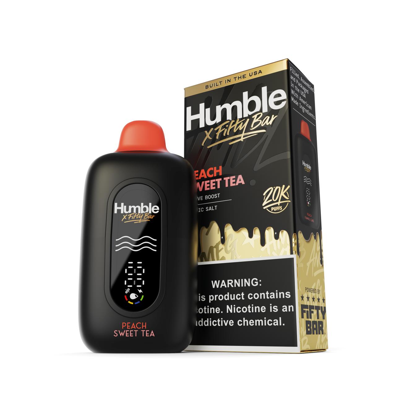 Humble x Fifty Bar 20K Puff Disposable Peach Sweet Tea Humble x Fifty Bar 20K Puff Disposable Peach Sweet Tea