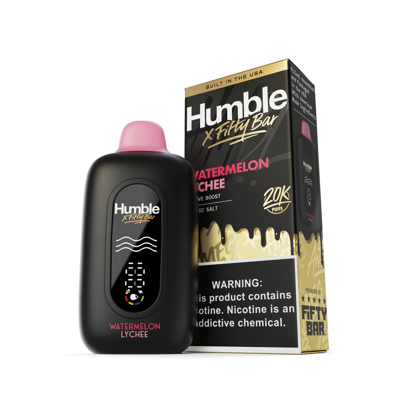 Humble x Fifty Bar 20K Puff Disposable-Watermelon Lychee Humble x Fifty Bar 20K Puff Disposable-Watermelon Lychee