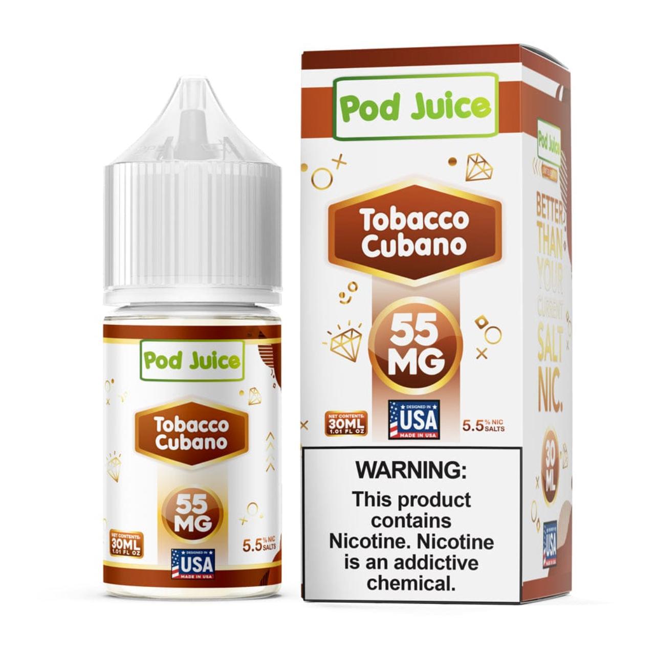 Pod Juice Tobacco Cubano Tobacco Free Nicotine 30ml Salt E-Juice Pod Juice Tobacco Cubano Tobacco Free Nicotine 30ml Salt E-Juice