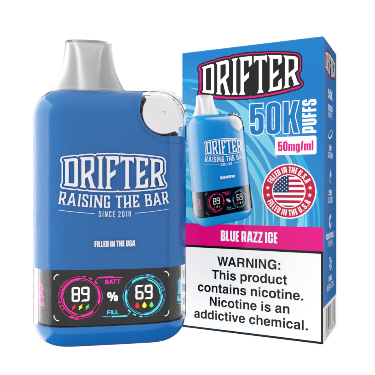 Drifter Bar 50K Puff Disposable Blue Razz Ice Drifter Bar 50K Puff Disposable Blue Razz Ice
