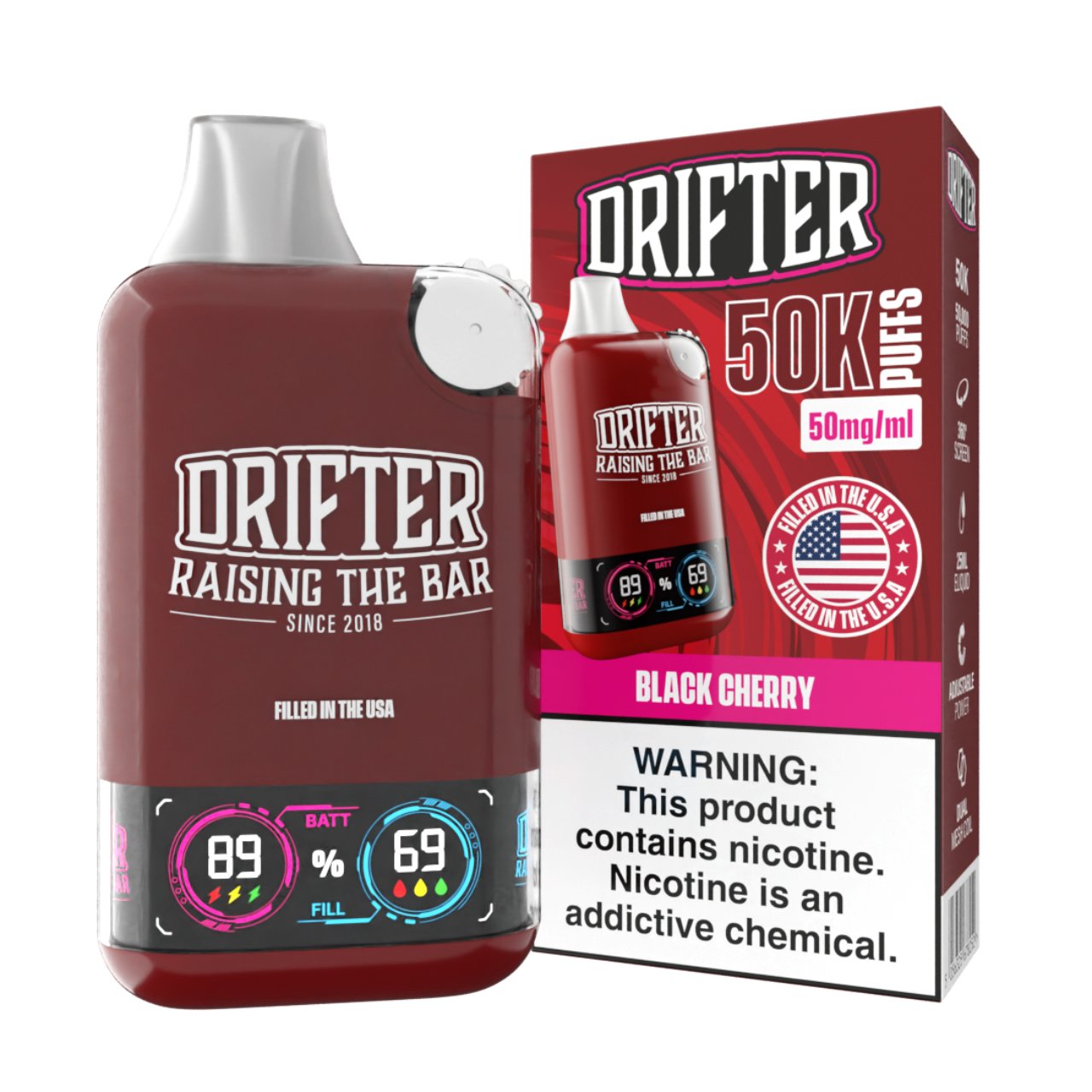 Drifter Bar 50K Puff Disposable Drifter - 50K - Black Cherry Drifter Bar 50K Puff Disposable Drifter - 50K - Black Cherry