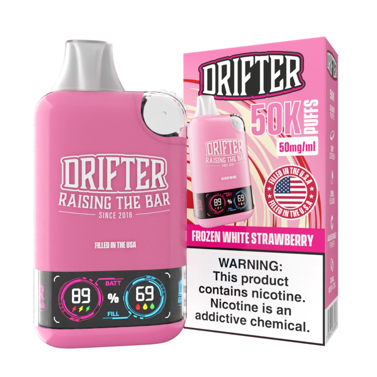 Drifter Bar 50K Puff Disposable Frozen White Strawberry Drifter Bar 50K Puff Disposable Frozen White Strawberry