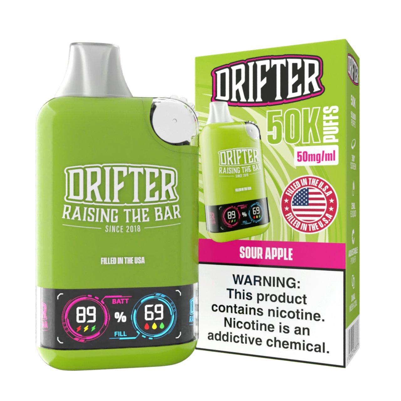 Drifter Bar 50K Puff Disposable Sour Apple Drifter Bar 50K Puff Disposable Sour Apple