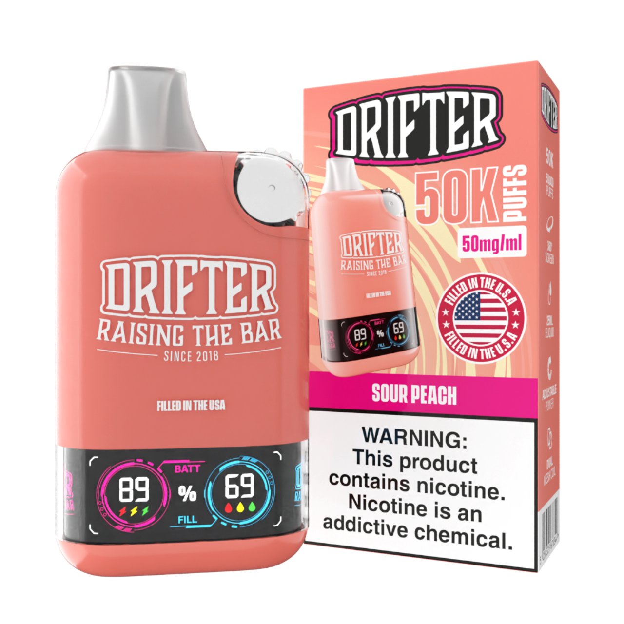 Drifter Bar 50K Puff Disposable Sour Peach Drifter Bar 50K Puff Disposable Sour Peach
