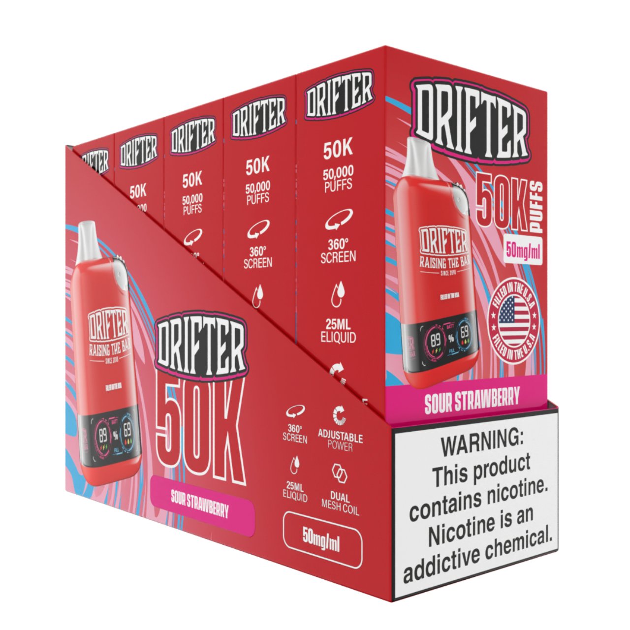 Drifter Bar 50K Puff Disposable Sour Strawberry Box Drifter Bar 50K Puff Disposable Sour Strawberry Box
