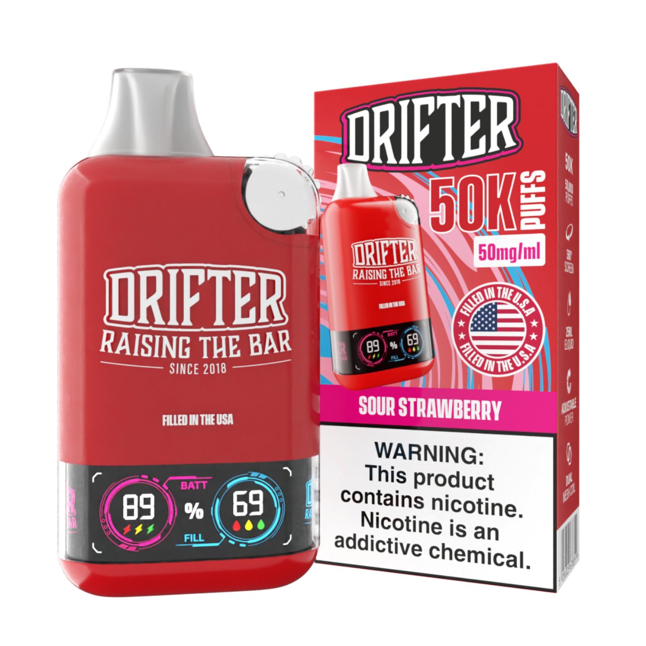 Drifter Bar 50K Puff Disposable Sour Strawberry Drifter Bar 50K Puff Disposable Sour Strawberry