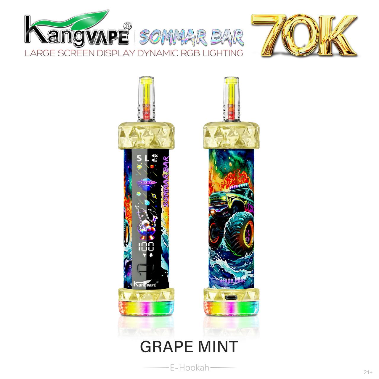 Kangvape Sommar Bar E-Hookah 70K Puff Disposable Grape Mint