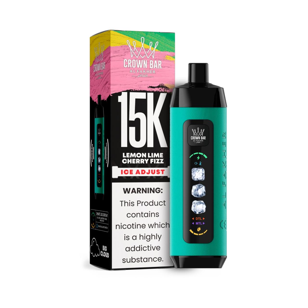 Al Fakher Crown Bar Ice Adjust 15K Puff Disposable Lemon Lime Cherry Fizz Al Fakher Crown Bar Ice Adjust 15K Puff Disposable Lemon Lime Cherry Fizz
