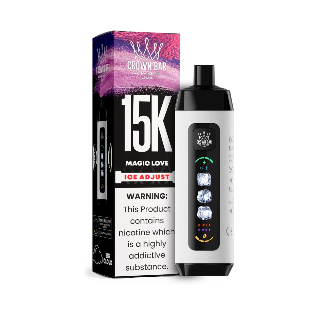 Al Fakher Crown Bar Ice Adjust 15K Puff Disposable Magic Love Al Fakher Crown Bar Ice Adjust 15K Puff Disposable Magic Love