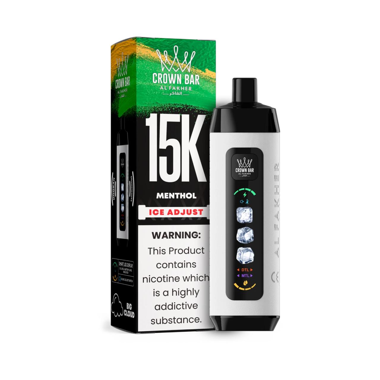 Al Fakher Crown Bar Ice Adjust 15K Puff Disposable Menthol Al Fakher Crown Bar Ice Adjust 15K Puff Disposable Menthol