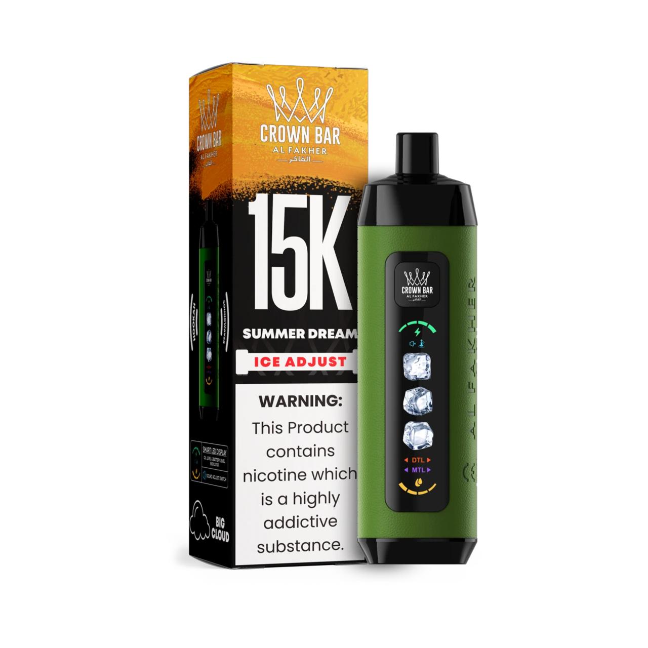Al Fakher Crown Bar Ice Adjust 15K Puff Disposable Summer Dream Al Fakher Crown Bar Ice Adjust 15K Puff Disposable Summer Dream