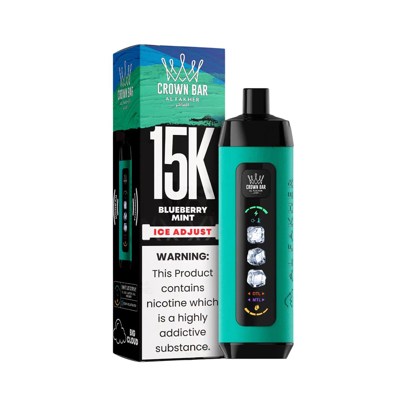 Al Fakher Crown Bar Ice Adjust Disposable 15K Puff-BLUEBERRY MINT Al Fakher Crown Bar Ice Adjust Disposable 15K Puff-BLUEBERRY MINT