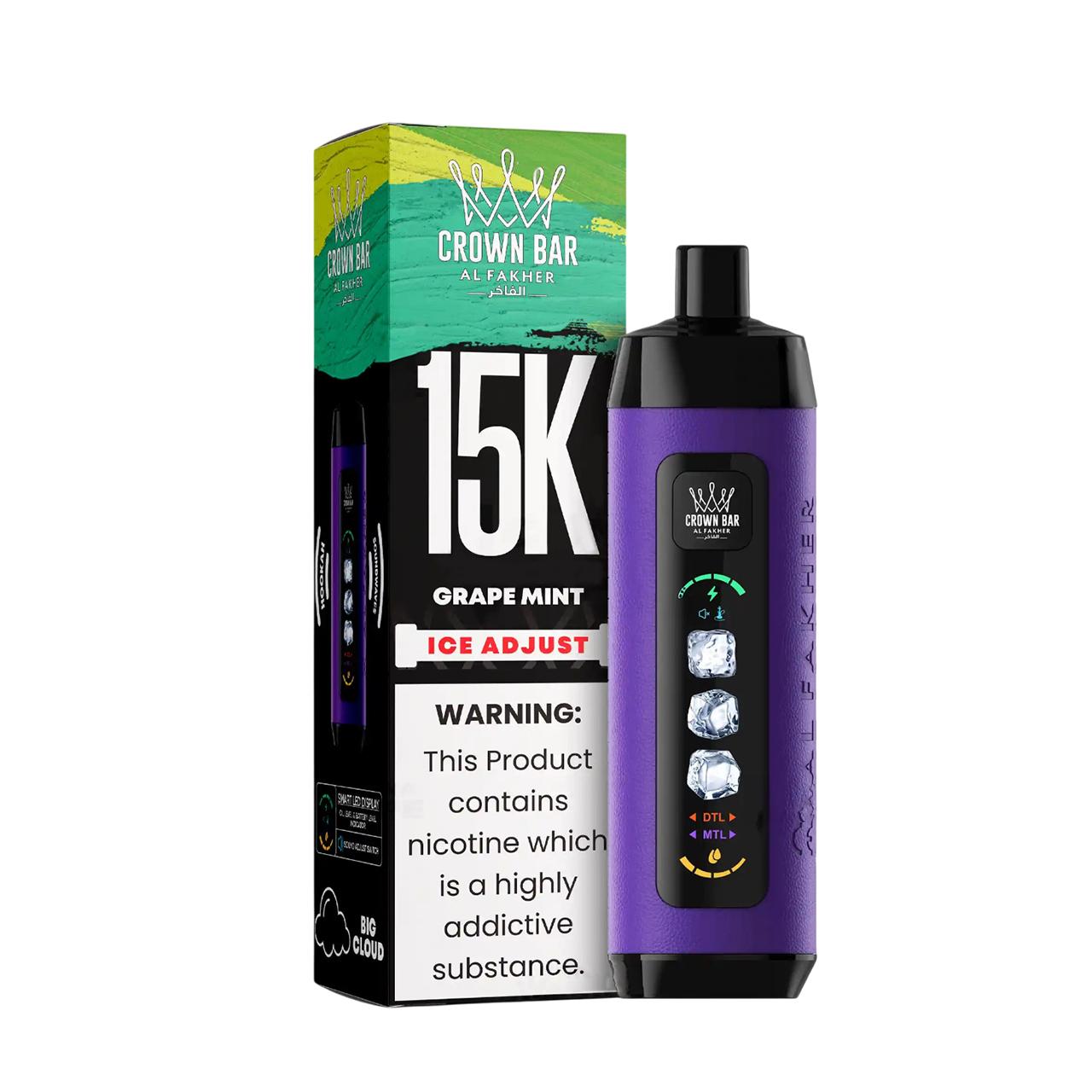Al Fakher Crown Bar Ice Adjust Disposable 15K Puff-GRAPE-MINT Al Fakher Crown Bar Ice Adjust Disposable 15K Puff-GRAPE-MINT