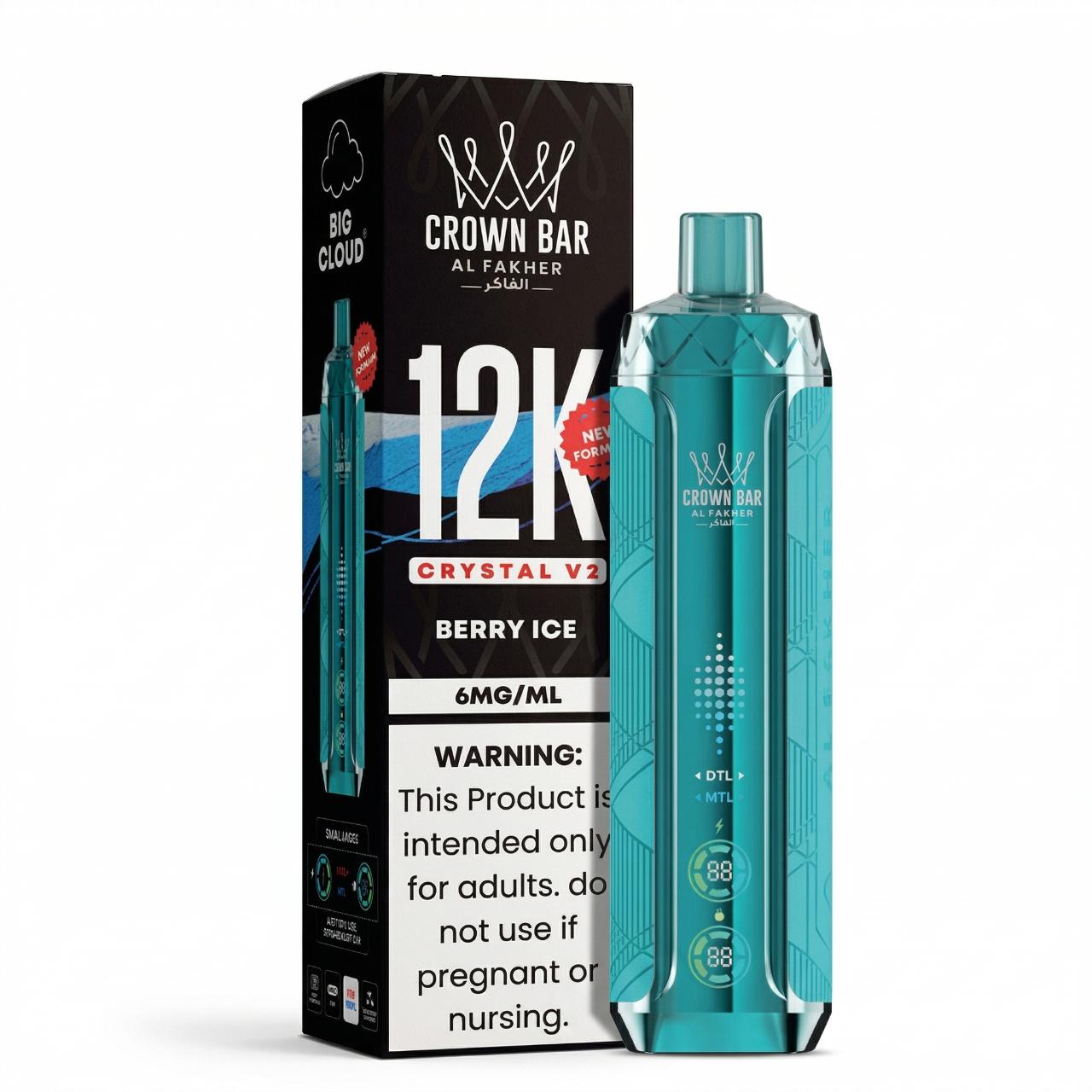 Al Fakher Crown Bar Crystal V2 12K Puff Disposable-Berry Ice Al Fakher Crown Bar Crystal V2 12K Puff Disposable-Berry Ice