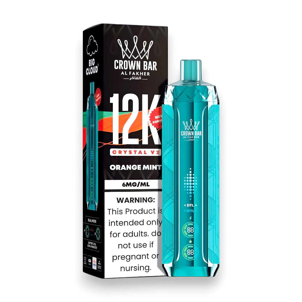 Al Fakher Crown Bar Crystal V2 12K Puff Disposable-Orange Mint Al Fakher Crown Bar Crystal V2 12K Puff Disposable-Orange Mint