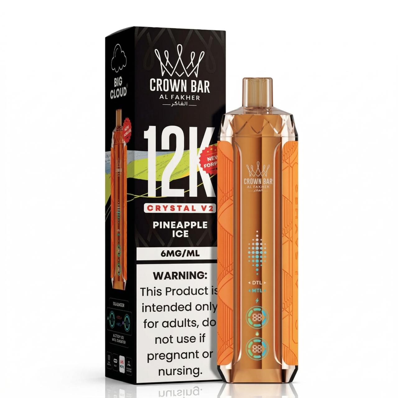 Al Fakher Crown Bar Crystal V2 12K Puff Disposable-Pineapple Ice Al Fakher Crown Bar Crystal V2 12K Puff Disposable-Pineapple Ice
