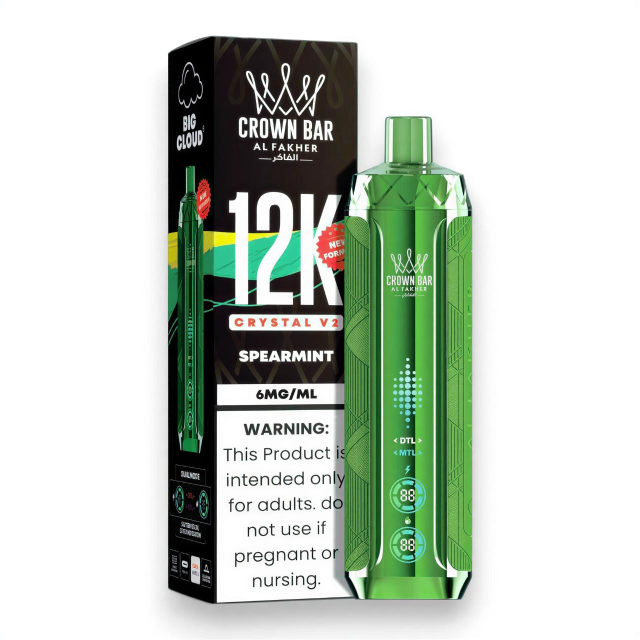 Al Fakher Crown Bar Crystal V2 12K Puff Disposable-Spearmint Al Fakher Crown Bar Crystal V2 12K Puff Disposable-Spearmint