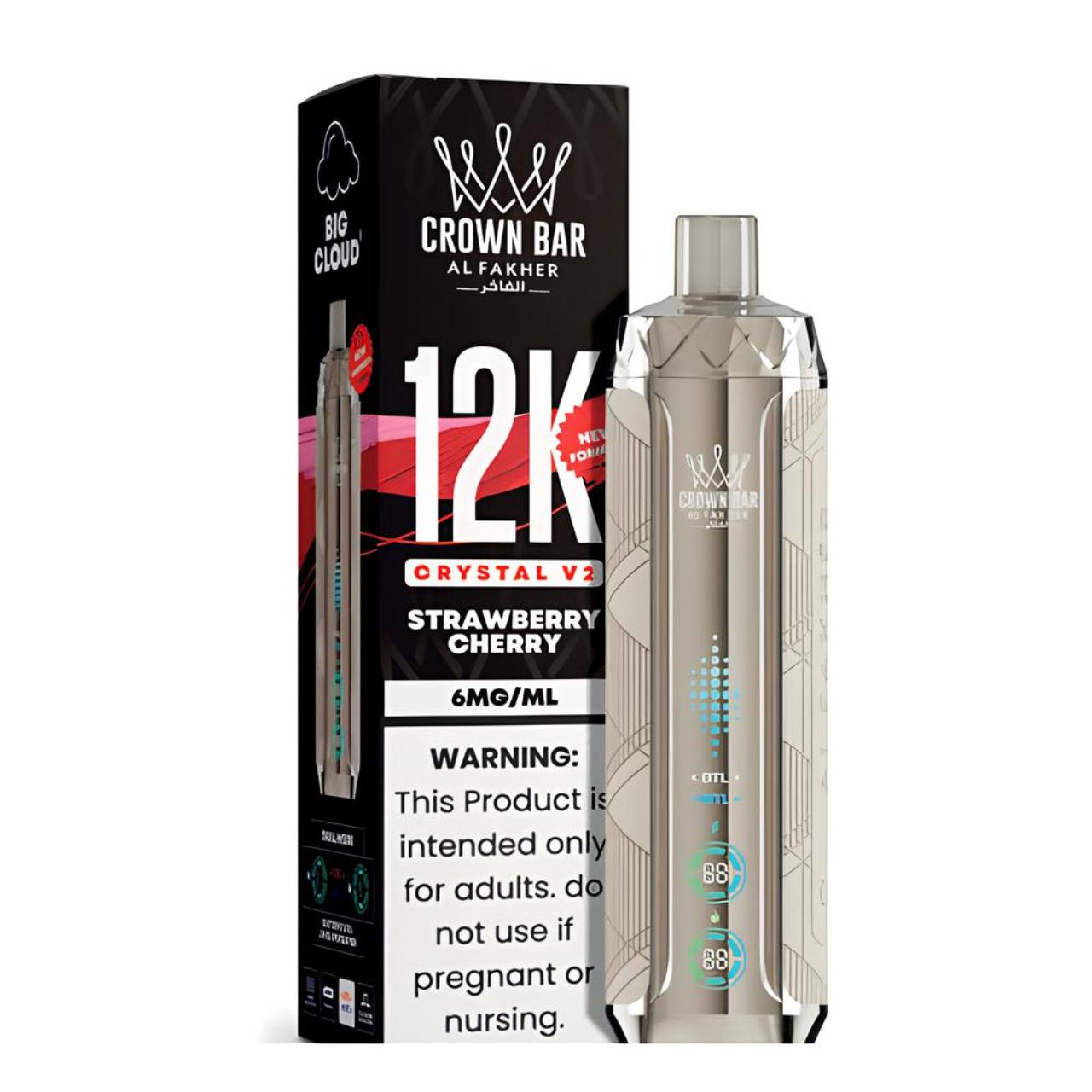 Al Fakher Crown Bar Crystal V2 12K Puff Disposable-Strawberry Cherry Al Fakher Crown Bar Crystal V2 12K Puff Disposable-Strawberry Cherry