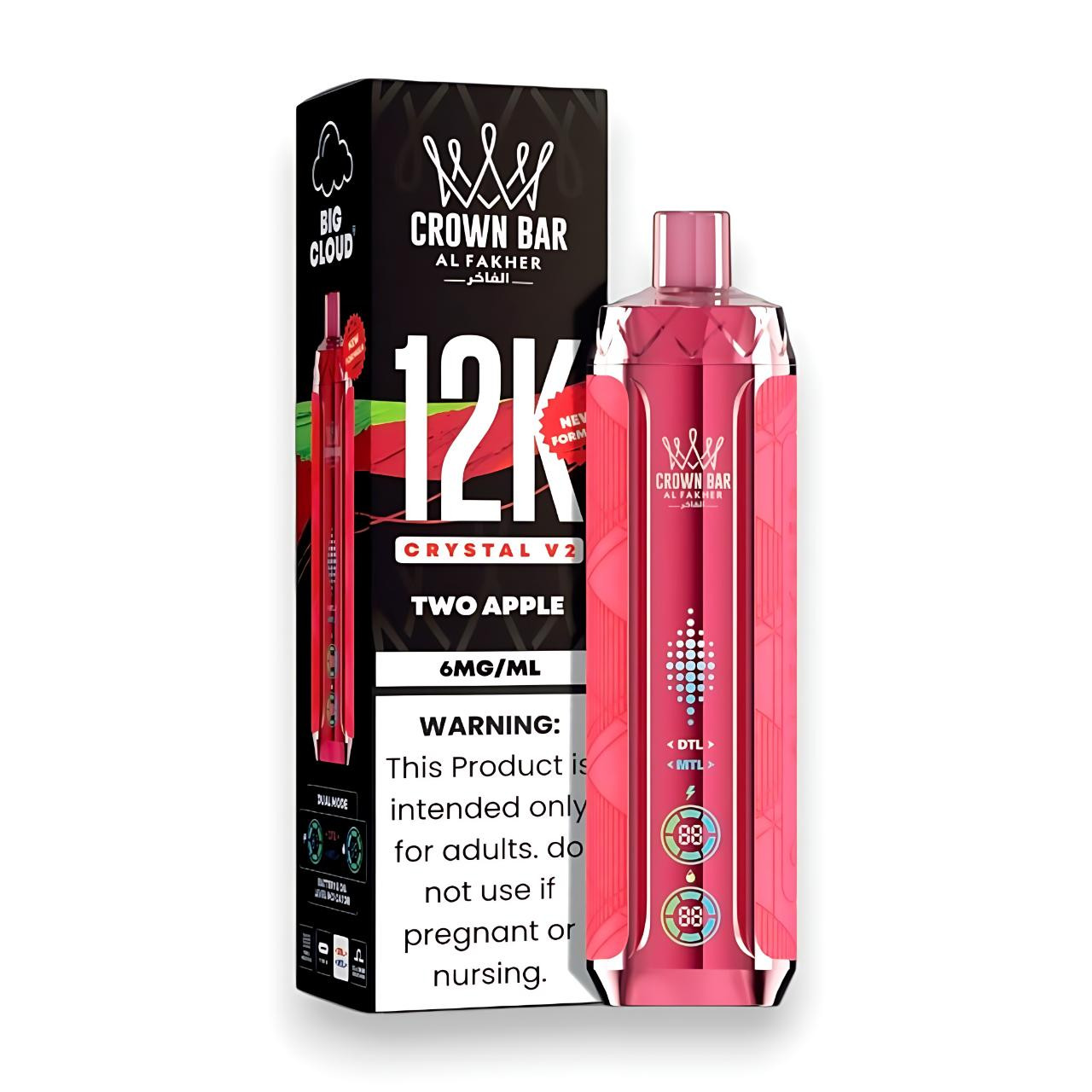 Al Fakher Crown Bar Crystal V2 12K Puff Disposable-Two Apple Al Fakher Crown Bar Crystal V2 12K Puff Disposable-Two Apple