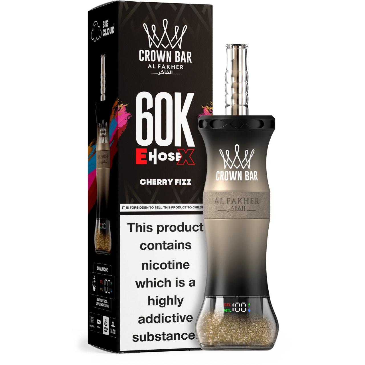 Al Fakher Crown Bar E Hose X 60K Puff Disposable Cherry Fizz Al Fakher Crown Bar E Hose X 60K Puff Disposable Cherry Fizz