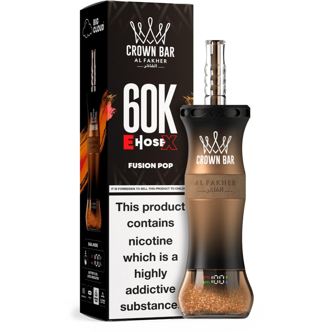 Al Fakher Crown Bar E Hose X 60K Puff Disposable Fusion Pop Al Fakher Crown Bar E Hose X 60K Puff Disposable Fusion Pop