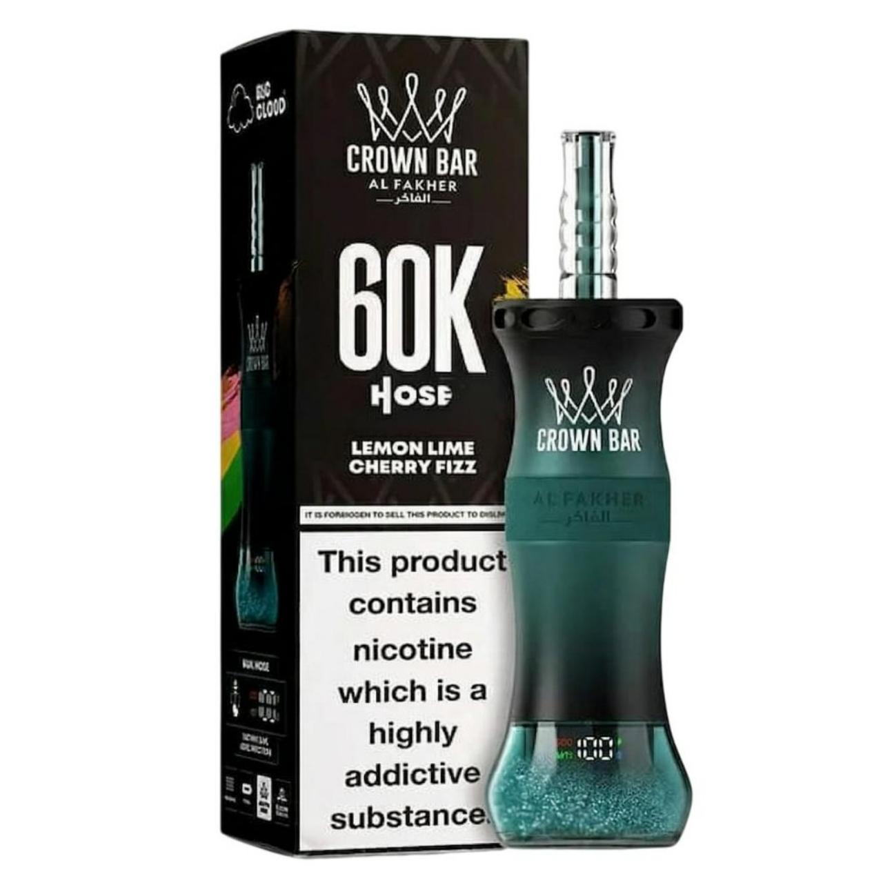 Al Fakher Crown Bar E Hose X 60K Puff Disposable Lemon Lime Cherry Fizz Al Fakher Crown Bar E Hose X 60K Puff Disposable Lemon Lime Cherry Fizz