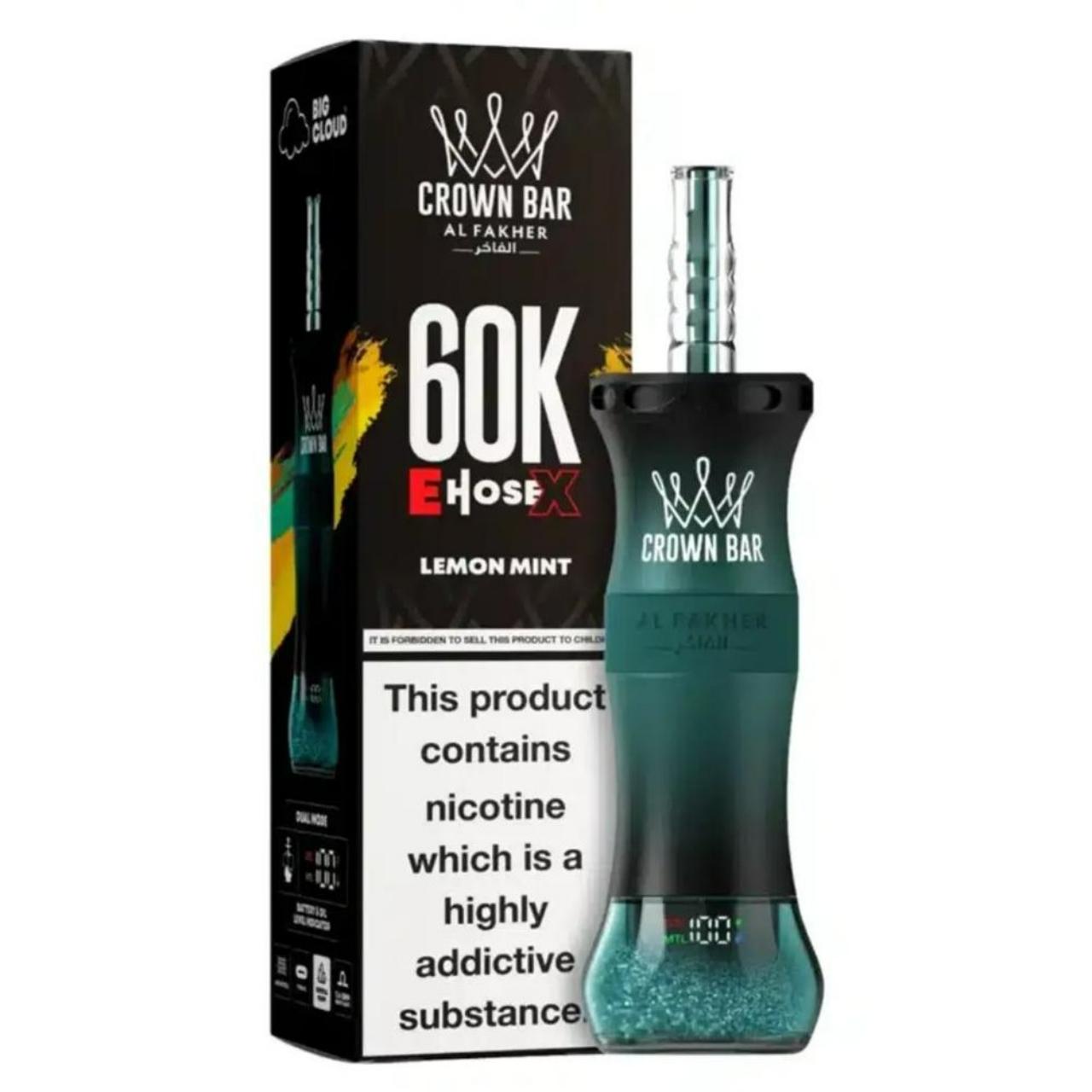 Al Fakher Crown Bar E Hose X 60K Puff Disposable Lemon Mint Al Fakher Crown Bar E Hose X 60K Puff Disposable Lemon Mint